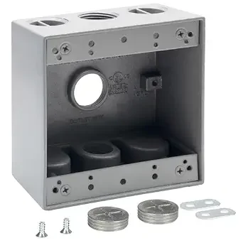 XGGYA Double Gang 3-3/4 Weatherproof Outdoor Box, Aluminum Weatherproof Electrical Box, CUL Certified, Used in Branch Circuit Wiring, Gray (Pack of 1)