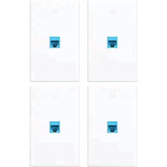 XGGYA Ethernet Wall Plate 1 Port with RJ45 Keystone Coupler Female to Female,Blue RJ45 Keystone Wall Plate,Perfect for Home and Office Networking Easy Installation Solution(4 Pack)