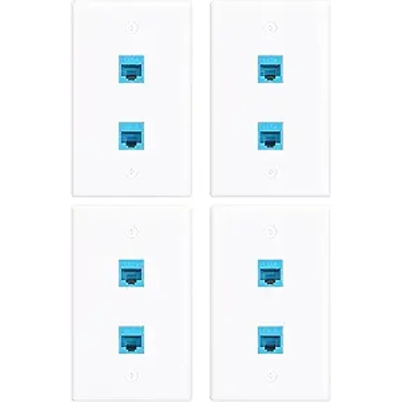 XGGYA Ethernet Wall Plate 2 Port with RJ45 Keystone Coupler Female to Female,Blue RJ45 Keystone Wall Plate,Perfect for Home and Office Networking Easy Installation Solution(4 Pack)