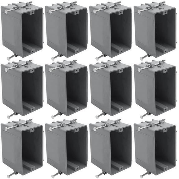 XGGYA New Work Electrical Nail Outlet Box, 18 Cubic Inch Single Gang Gray Wall Box (12 Pack)