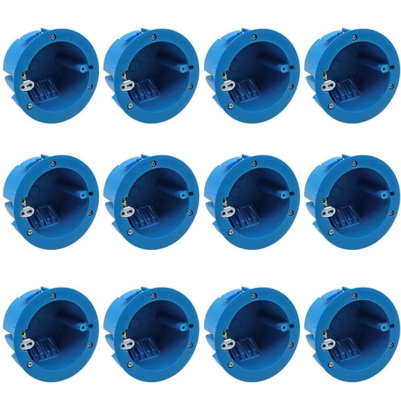 XGGYA Round 18 Cubic Inch Outlet Box, PVC Old Work Round Electrical Ceiling Box,4-1/4" Outlet Box,Old Work Non-Metallic Ceiling Box,1-Gang,Blue(12 Pack)