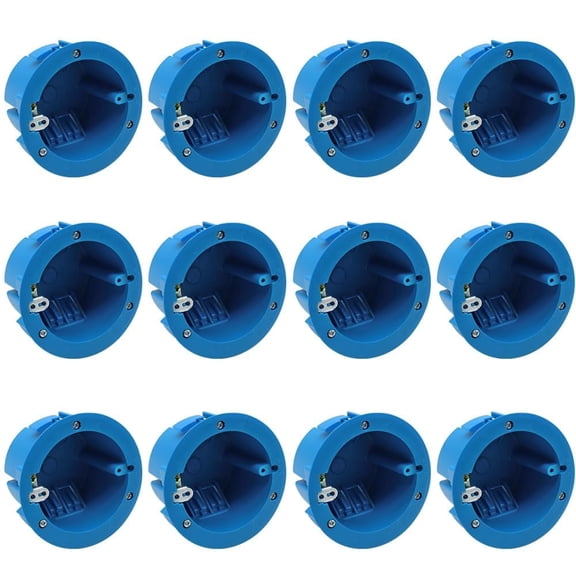XGGYA Round 18 Cubic Inch Outlet Box, PVC Old Work Round Electrical Ceiling Box,4-1/4" Outlet Box,Old Work Non-Metallic Ceiling Box,1-Gang,Blue(12 Pack)