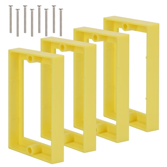 XGGYA Single Gang Receptacle Outlet Box Extenders 1/2",Electric Outlet Extender Box with 8 Screws,Receptacle Extender for Electric Box and Electric Outlet Switches, Yellow (Pack of 4)