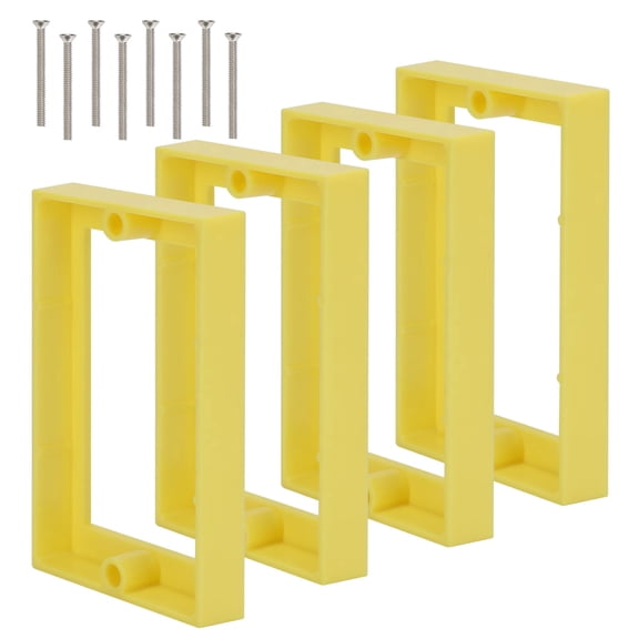 XGGYA Single Gang Receptacle Outlet Box Extenders 1/2",Electric Outlet Extender Box with 8 Screws,Receptacle Extender for Electric Box and Electric Outlet Switches, Yellow (Pack of 4)