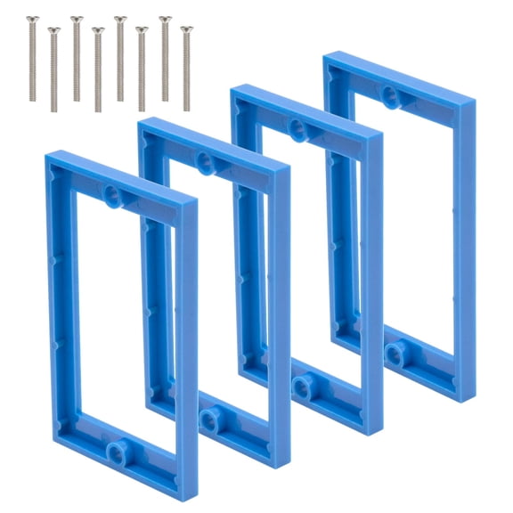 XGGYA Single Gang Receptacle Outlet Box Extenders 1/4",Electric Outlet Extender Box with 8 Screws,Outlet Box Extender 1 Gang for Electric Box and Electric Outlet Switches, Blue (Pack of 4)