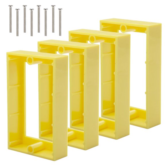 XGGYA Single Gang Receptacle Outlet Box Extenders 3/4",Electric Outlet Extender Box with 8 Screws,Box Extender 1 Gang for Electric Box and Electric Outlet Switches, Yellow (Pack of 4)