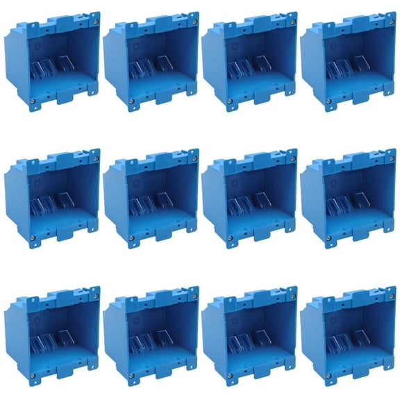 XGGYA3 by 4 Blue Outlet Box Double Gang,Old Work Electric Box,4-1/5-Inch Length by 4-Inch Width by 2-3/4-Inch Depth,PVC Old Work Outlet Box for Constructions(Pack of 12)