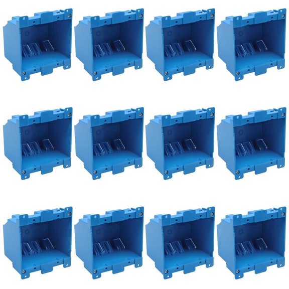 XGGYA3 by 4 Blue Outlet Box Double Gang,Old Work Electric Box,4-1/5-Inch Length by 4-Inch Width by 2-3/4-Inch Depth,PVC Old Work Outlet Box for Constructions(Pack of 12)