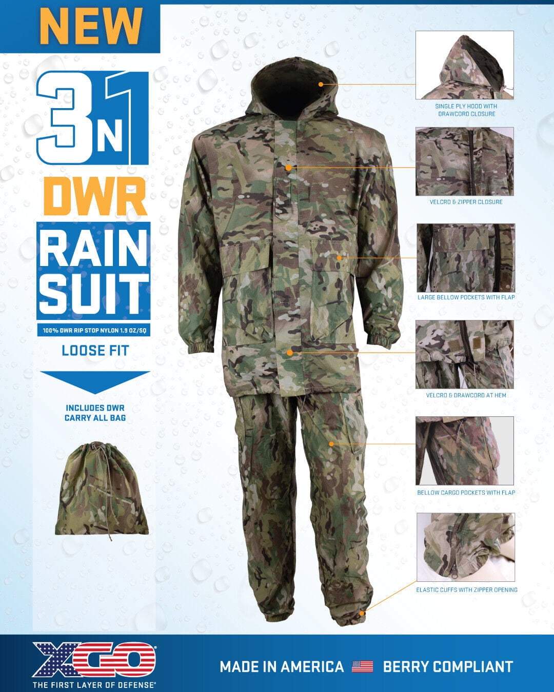 complete rain suit with carry bag Wantdo Hi Vis Jacket Long Reflective Raincoat Waterproof Bag, Yellow, 3X-Large : Tools & Home Improvement STAY BONE DRY IN POURING DOWN RAIN Reliable Rainwear Men Black H2O