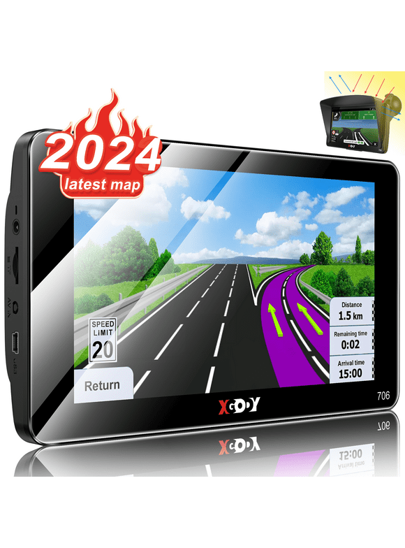 XGODY 2.5D Screen 7 inch Car GPS Navigation for Car 8GB+256 Truck GPS for Car with Speed Camera Warning Lifetime Free Map Update