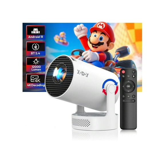XGODY 4K MINI Portable HD 12000 Lumen Native 720P Smart Projector Support 1080P Home Theater 180° Rotatable WiFi Bluetooth