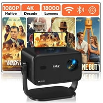 XGODY A6 Native 1080P Smart Projector with WiFi and Bluetooth, Auto-Focus & Rotatable Stand, Black, 1 Count