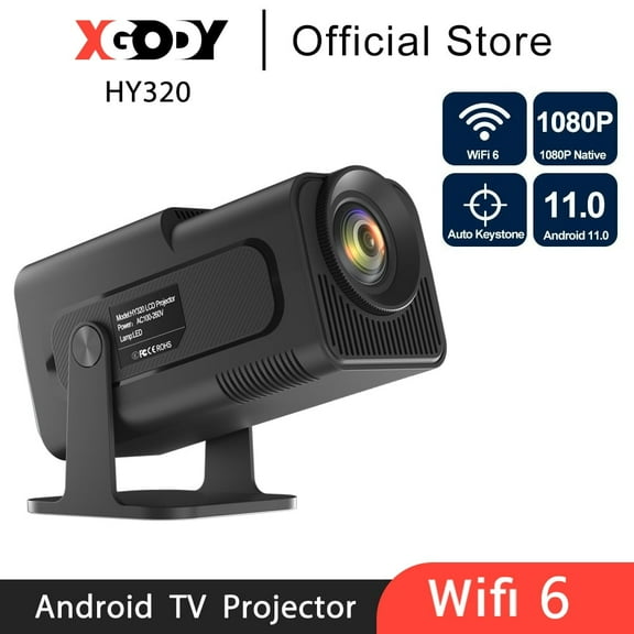 XGODY G5 Updated HY320Native 1080P Smart Projector With Wifi and Bluetooth,Auto Keystone,Android 11.0Black, 1 Count