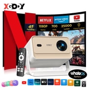 XGODY Official Netflix N6 Pro 700 ANSI Smart Projector with Wifi and Bluetooth , 1080P Portable Projector for Home Theater & Outdoor Movies, 1.3kg Light Gold, 1 Count