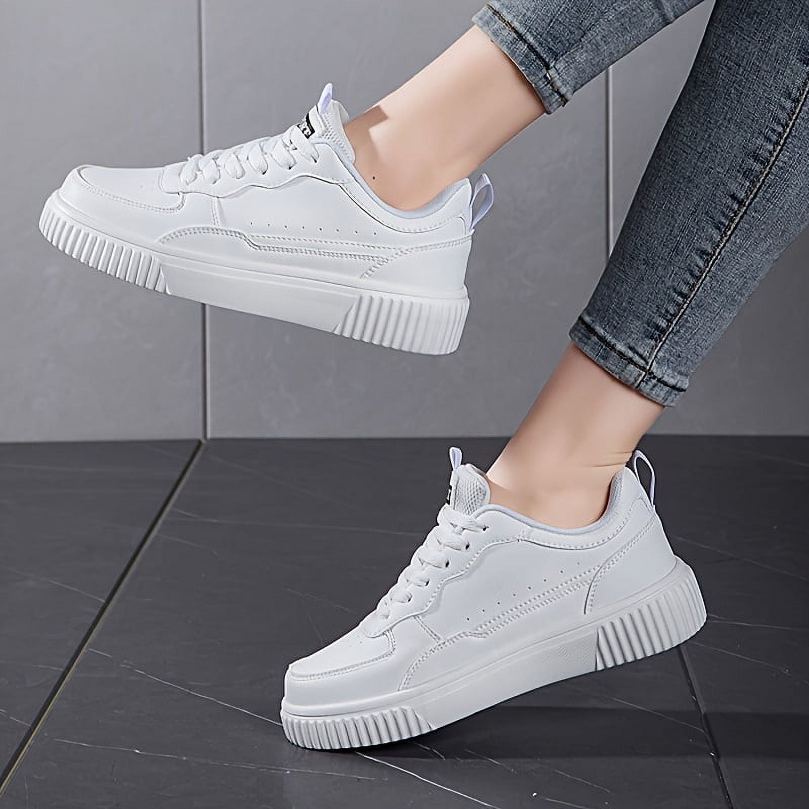 XGZFP1 Comfortable Lace Up Platform Skate Shoes for All Match Styling Round Toe Sneakers for Comfortable Walking Trainers Walmart