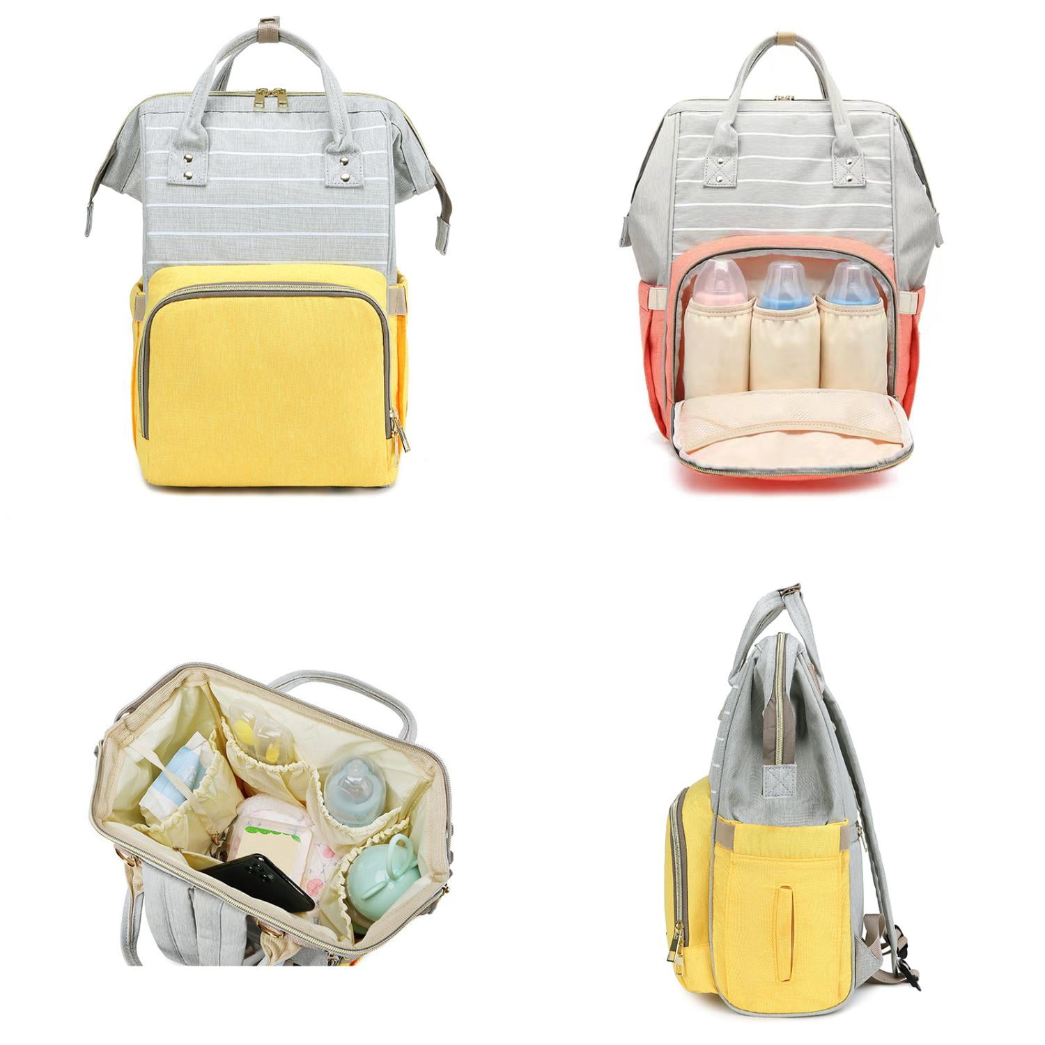 XGZHP2 Large Capacity Striped Yellow Backpack - Generic Nursing Bag Mommy Diaper Bag