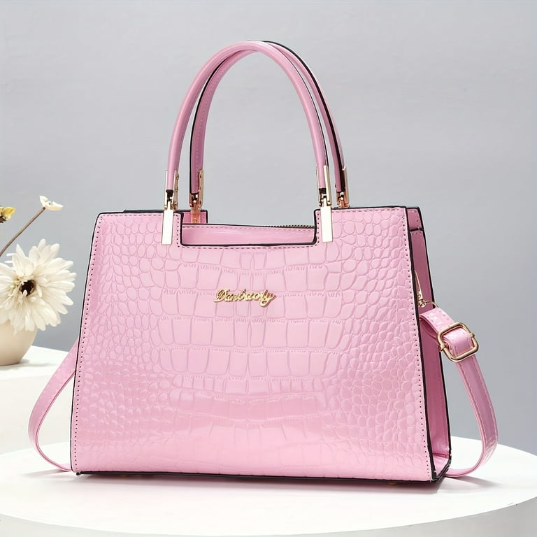 XGZHP2 Stylish Large Capacity Solid Color Crocodile Print Tote Bag Perfect Everyday Shoulder Bag and Handbag Walmart