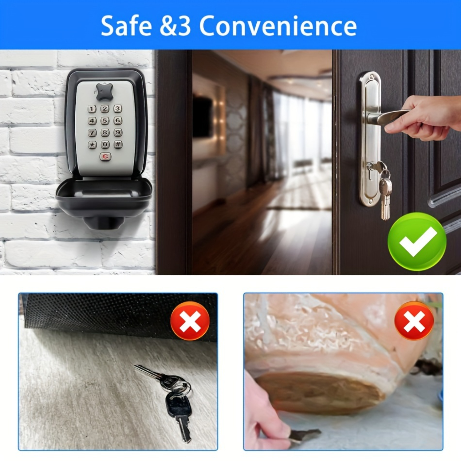 XGZHP3 Black Wall Mounted Waterproof Key Safe Secure Combination Code