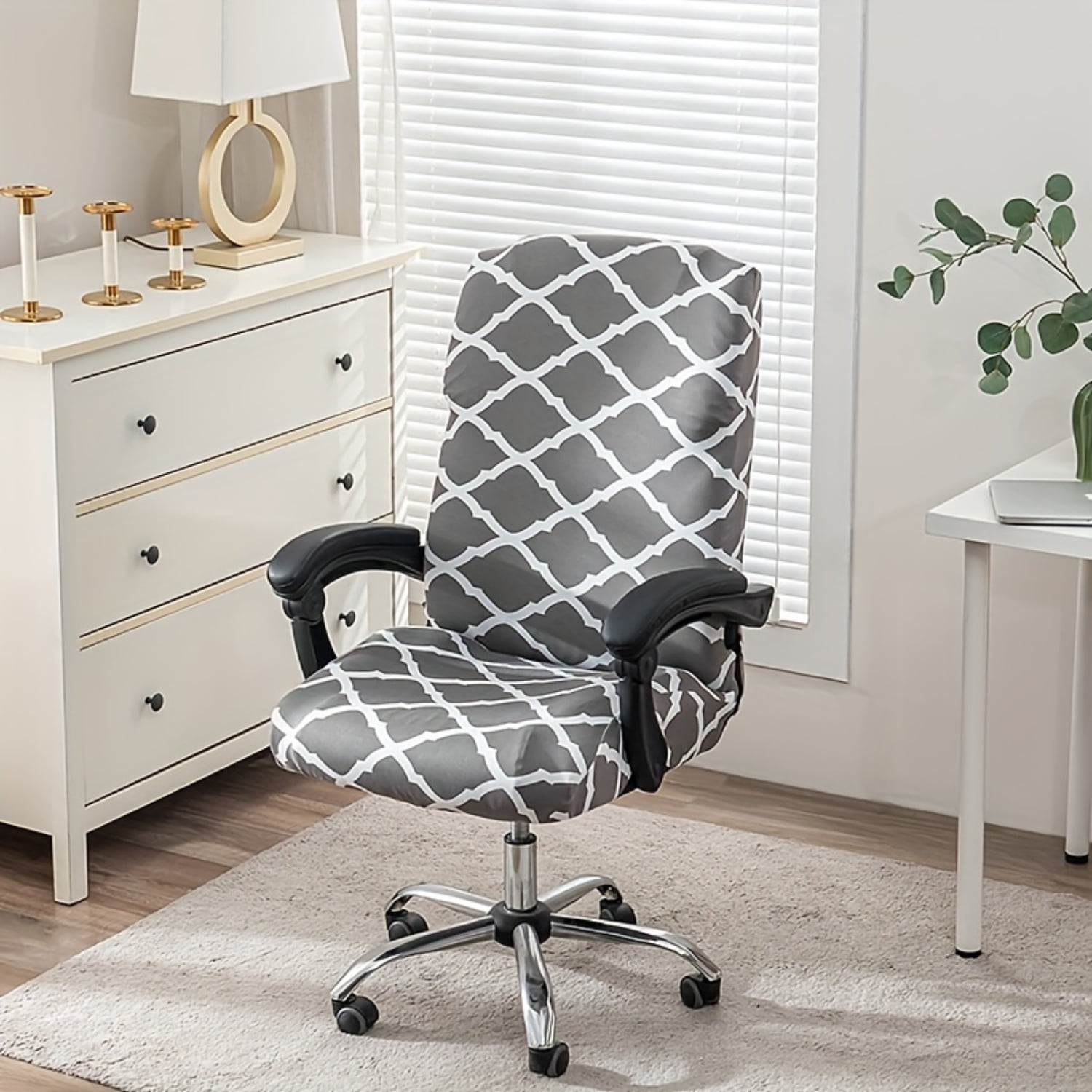 XGZHPJZP 1Pc Stretchable Office Chair Cover High Back Swivel Chair Slipcover Zippered Washable Removable for Office Decor