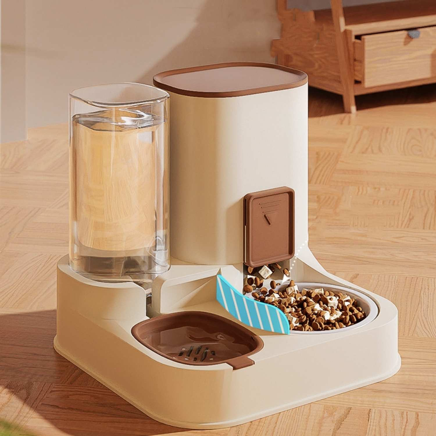 Image showcasing XGZHPJZP Automatic Cat Feeder Water Dispenser Set 2 In 1 Cat Gravity ...