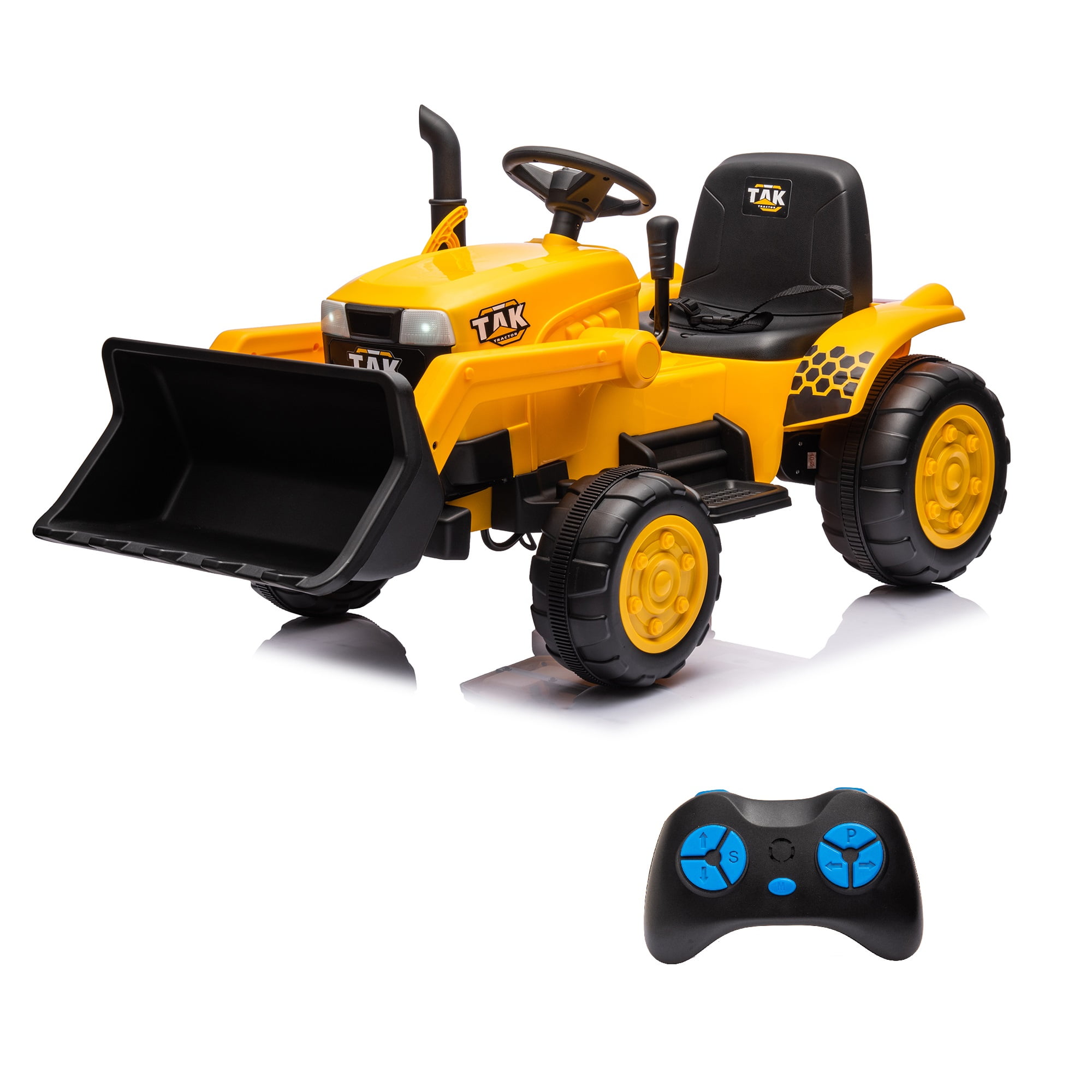 Yellow 12V Kids Ride-On Tractor with Front Loader