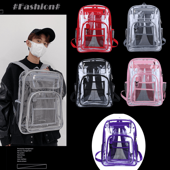 XGeek Clear TPU Backpack Transparent Travel Bookbag,Unique Design, Student DIY Doodle Bookbag, for School,Sports,Work,Security Travel,College