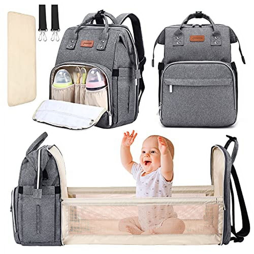 Diaper Bag Backpack with Velcro Interlayer USB Changing Mat Stroller S –  BYXEPA