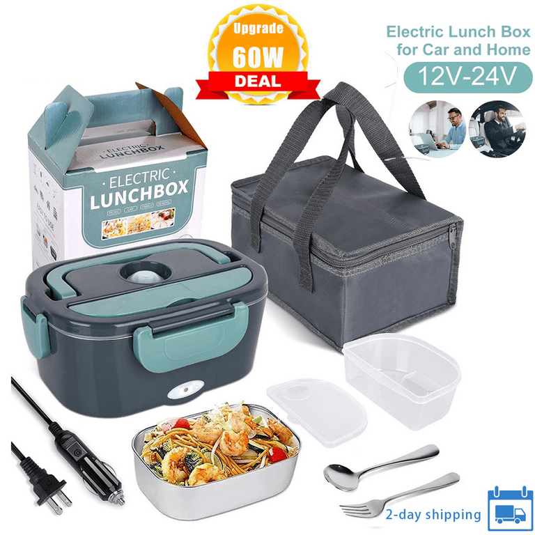 Heated Lunch Boxes For Adults, 60w Electric Lunch Box Food Heater 3 In 1  For Work Home Truck And Car Leak Proof, 1.5l Removable Stainless Steel  Contai