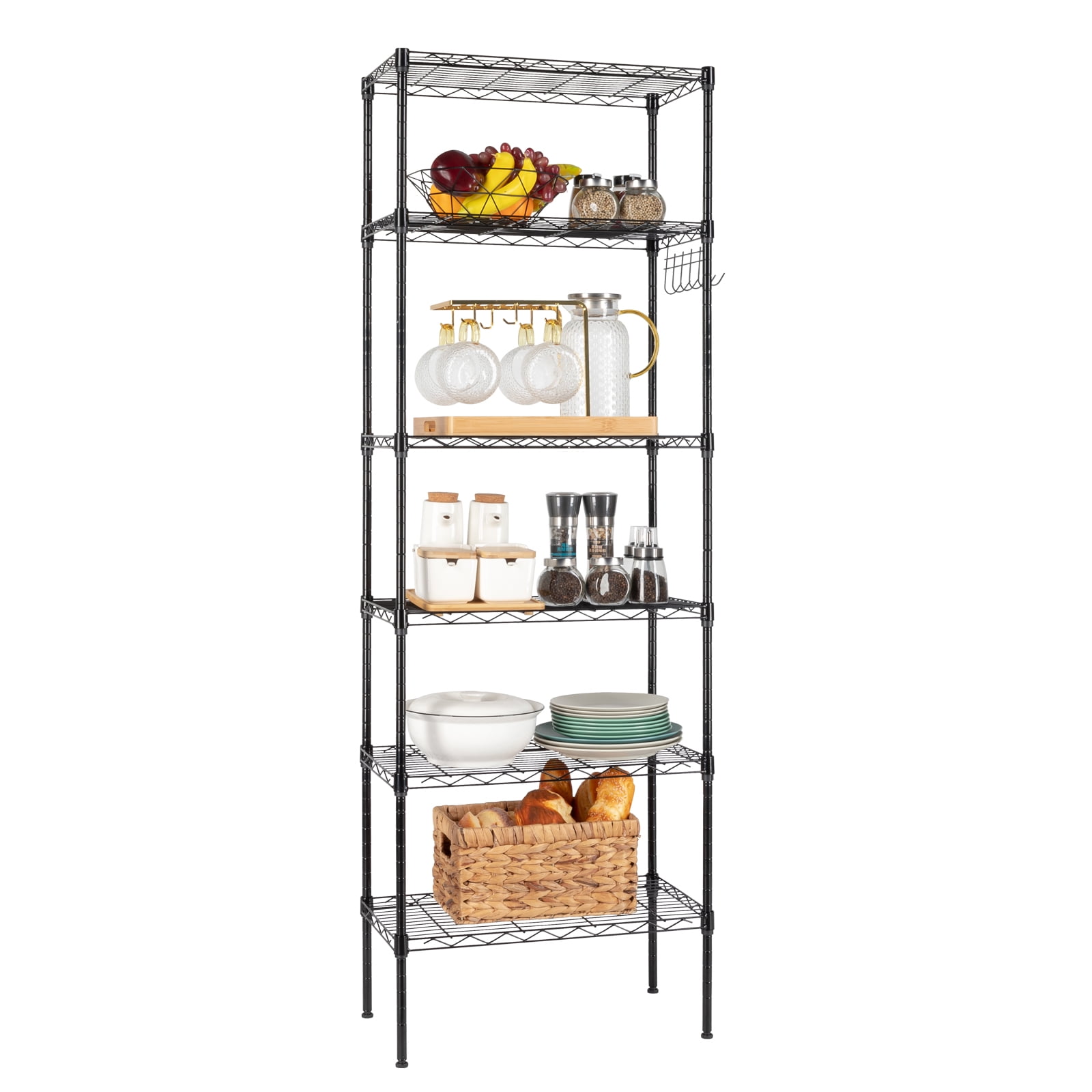 XGeek Floor Mounted Carbon Steel Storage Rack with Wheels, Black ...