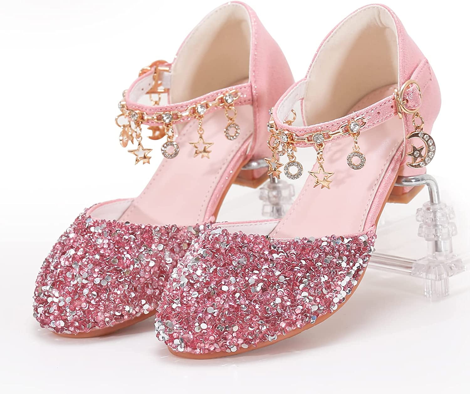 little girls heels Girls Heel Glitter Shoes Dusty Pink Rock Glitter Mary-jane ...