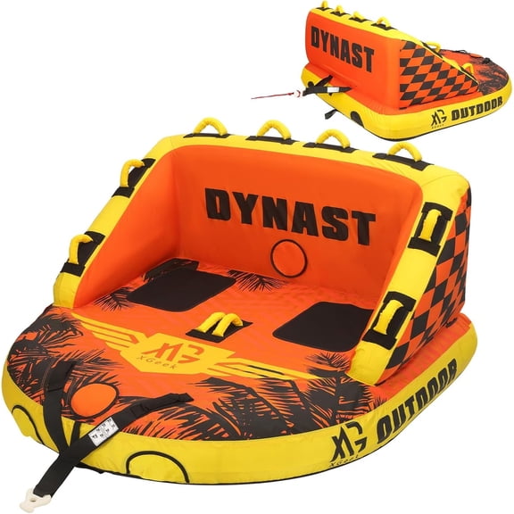 XGeek Towable Tubes for Boating, 1-2 Person Water Sport Towables for Boat to Pull, Heavy-Duty Front & Back Tow Points Inflatable Boat Tube, Super Sofa Tubes with Stronger 840D Nylon Cover