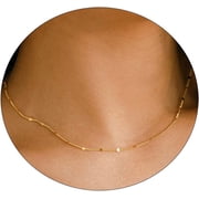 XH 14K Gold/Silver Plated Choker Necklace for Women Shining Dots Station Gold Chain Necklace Beads Sparkle Chain Necklace Link Chain Exquisite Jewelry for women