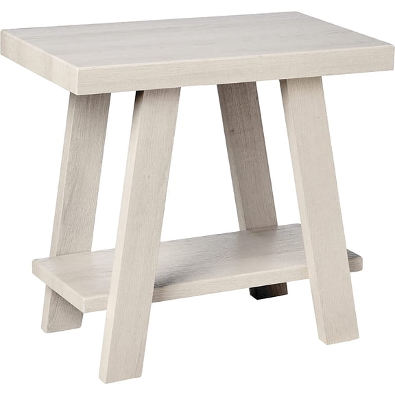 XH Athens Contemporary Wood Shelf Side Table, White