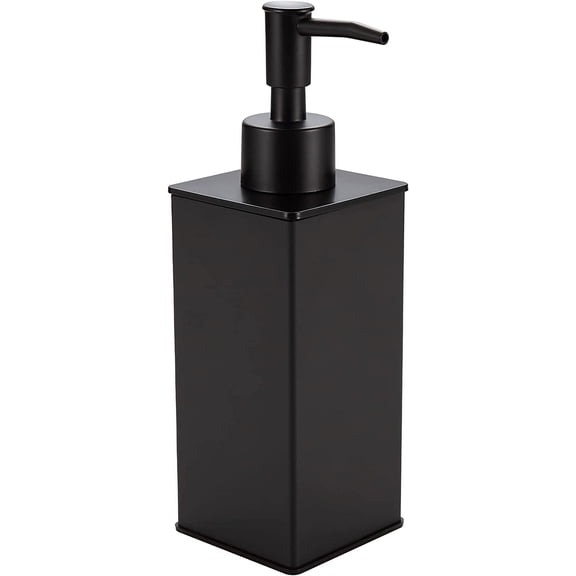 XH Black Soap Dispenser, Refillable Square Soap Dispenser with Premium Aluminium, Rustproof Countertop Soap Dispenser for Bathroom, Kitchen, Home, Hotel  240 ML