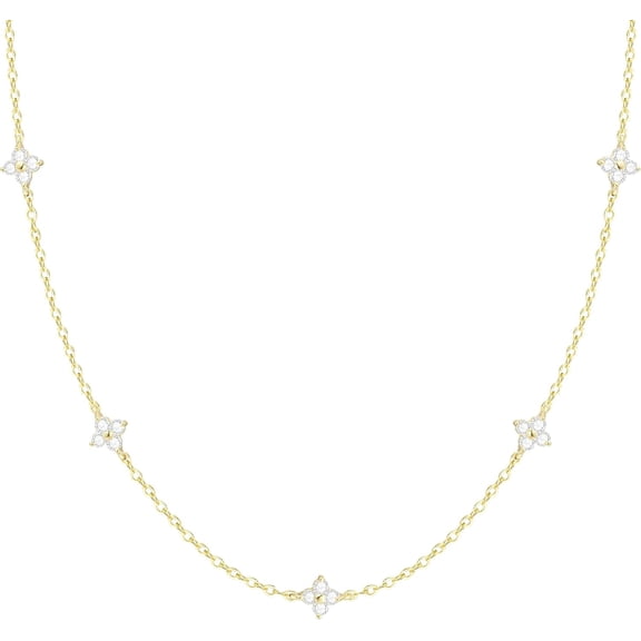 XH Dainty Silver Gold Necklaces for Women Trendy Non Tarnish 14K Gold Plated Cubic Zirconia Necklace Layered Cute Butterfly Heart Station Choker Necklace Stack for Wedding Prom Brides Jewelry