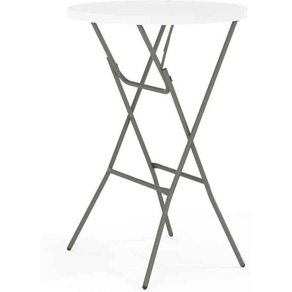 XH Elon 32' Round Folding Bar Height Table for Parties and Commercial Events, Indoor/Outdoor Plastic Tall Round Table, White