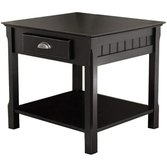 XH Wood Timber Occasional Table, Black, 21.97 x 21.97 x 22.05 inches