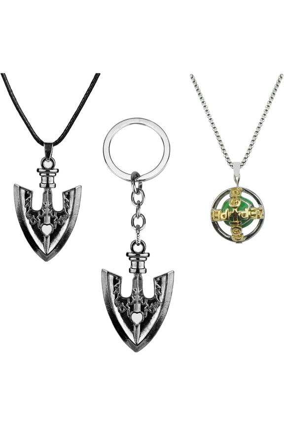 XHBTS Bizarre Adv. Anime Merch Arrow Pendant Necklace Supernatural Keychains And 50pcs Stickers For Men Women Accessories Set Silver