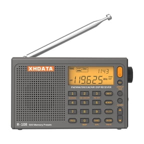 XHDATA D-108 (Gray) FM Stereo/SW/MW/LW/Airband DSP Portable Digital Shortwave Radio, Easy to operate for Family and Outdoor