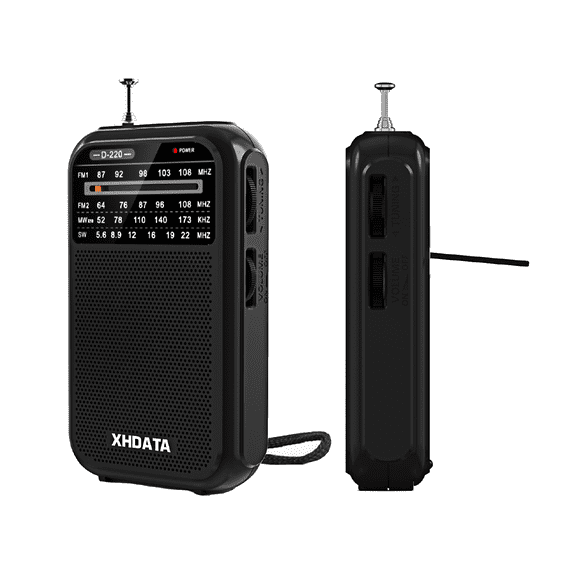 XHDATA D-220 Portable AM/FM/SW DSP Radio with Telescopic Antenna, Headphone Jack and AA Battery Power