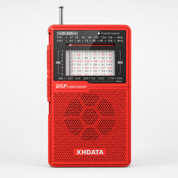 XHDATA D-226 Portable AM/FM/Shortwave 11-Band Radio, DSP World Receiver with Type-C DC 5V Charging Input, Flashlight, Headphone Jack and Telescopic Antenna