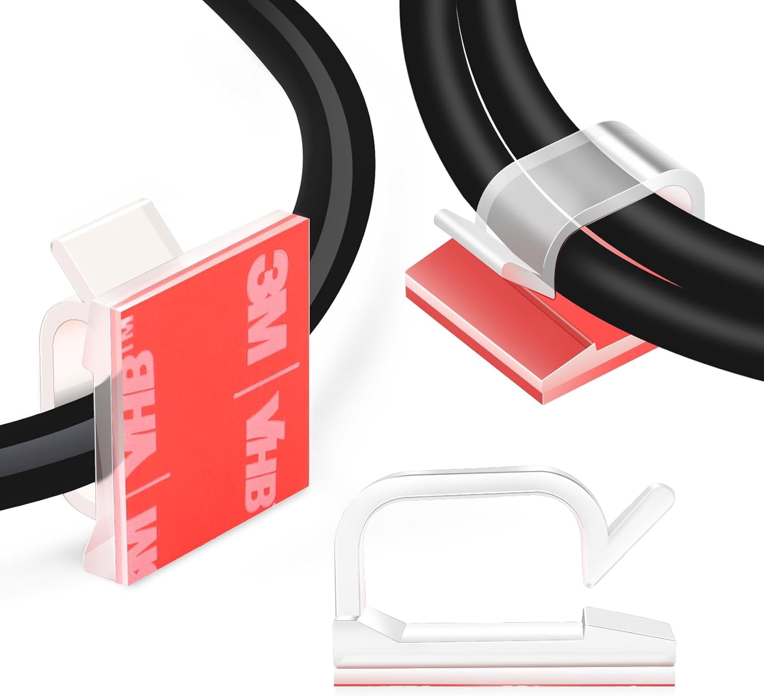 XHF 3/4” Adhesive Cable Wire Clips Black 60pcs, Cable Staples Outdoor Cable Management Wire Organizer Cord Holder for Under Desk, Car, Wall, TV PC Ethernet Cable