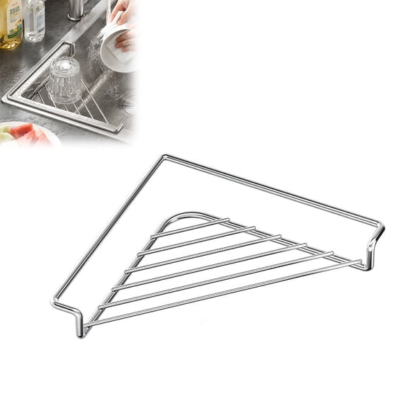 XHJRI Stainless Steel Sink Corner Organizer,Triangle Sink Dish Drying Rack