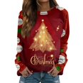 thumbnail image 1 of XHJUN Womens Sweatshirts Trendy Graphic Christmas Long Sleeve Comfortable Pullover Tops Xmas Tree Letter Pattern Crew Neck Sweatshirts Tops Causal Cute Outfits Gold M, 1 of 8