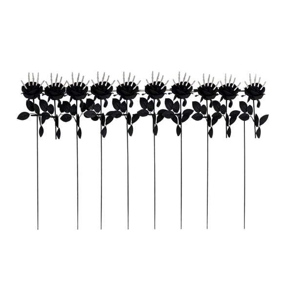 XHKUYI 10 PCS Halloween Skeleton Hand Rose 18 inch, Artificial Rose Flowers with Skull Hands, for Halloween Party Home Flowers Arrangement Decoration