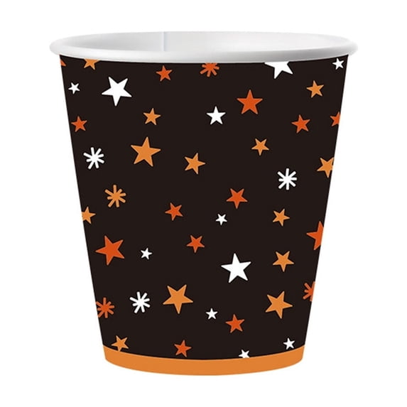 XHKUYI 10Pcs Halloween Disposable Cups 3.3 Inch, Pumpkin Ghost Party Supplies with Orange Black Jack O Lantern Print, for Trick or Treat Drinks Classroom Buffet Dessert Table Decor