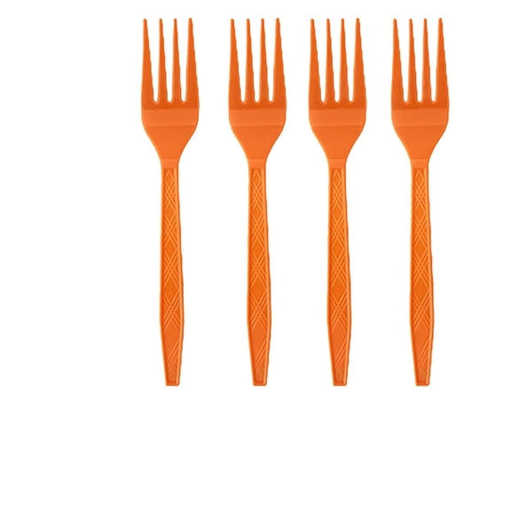 XHKUYI 10Pcs Halloween Disposable Forks 6.3 Inch, Pumpkin Ghost Party Cutlery with Orange Black Jack O Lantern Print, for Trick or Treat Dinner Dessert Buffet Table Decor