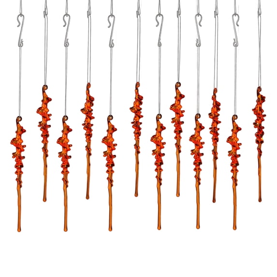 XHKUYI 12PCS Christmas Tree Icicle Ornaments 6 inch, Acrylic Icicle Drop Hanging Crystal Pendant Decorations, for Xmas New Year Holiday Wedding Winter Party Decor