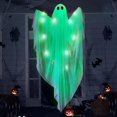 thumbnail image 1 of XHKUYI 2 PCS Halloween Hanging Light up Ghost Decorations 47 inches, Halloween White Hanging Ghosts with Green LED Lights, for Haunted House, Party, Front Yard Patio Garden Decor, 1 of 7