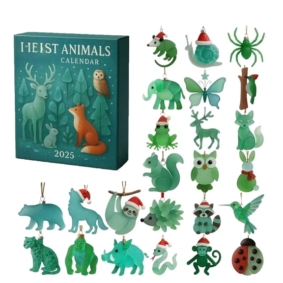 XHKUYI 2026 Forest Animal Advent Calendar, 24 Days Christmas Countdown Calendar with Mini Animal Hanging Ornaments, 2D Forest Figurines for Xmas Tree, Tabletop Decor & Kids Gift
